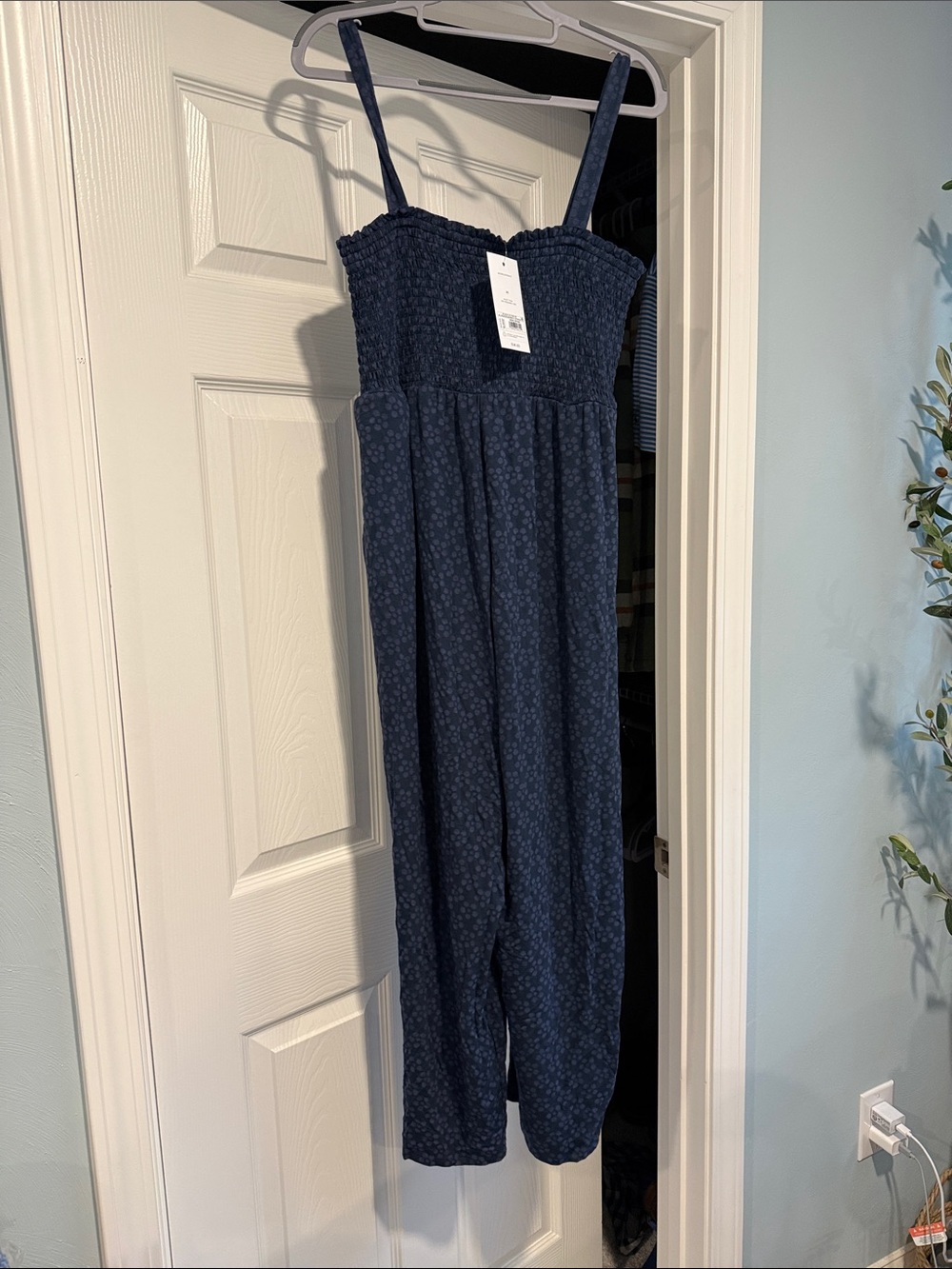 Isabel Maternity by Ingrid & Isabel Navy Smocked Straight LegTank Jumpsuit